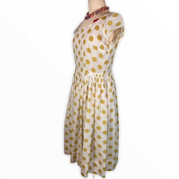 Cream and Gold Polkadot Dress Sold - Picture 3 of 4